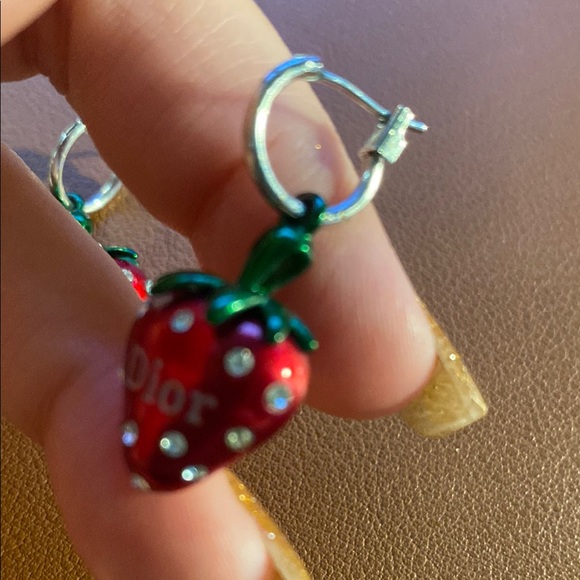 Dior Red Strawberry Necklace and Earrings Set - Picture 5 of 11